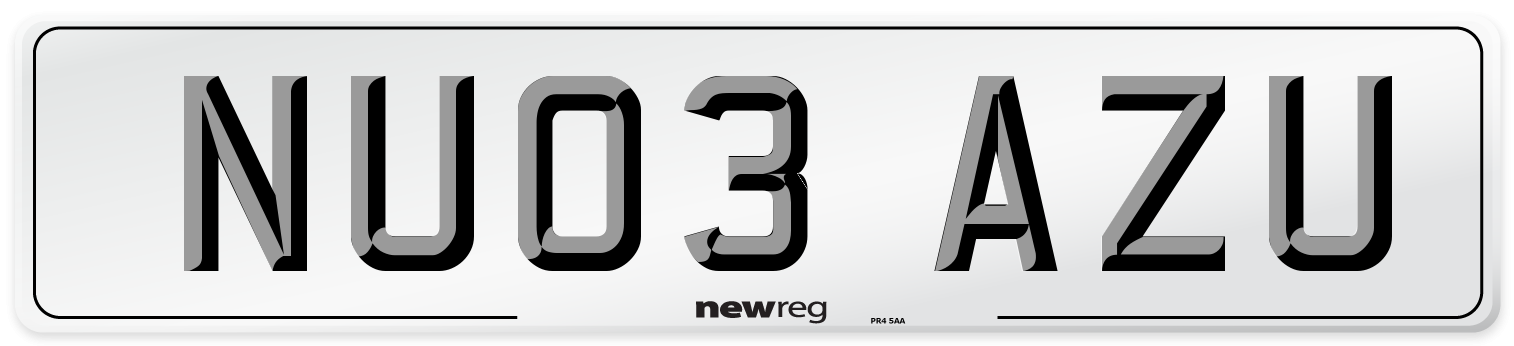 NU03 AZU Number Plate from New Reg